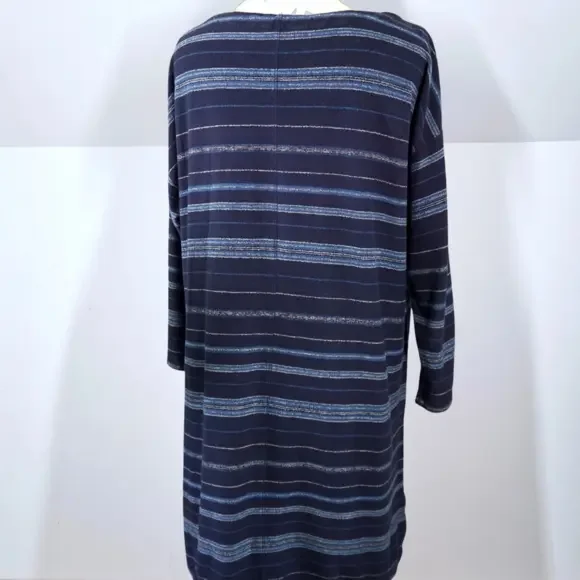 White Stuff Dress Tunic Navy Blue 100% Cotton Striped Shift Casual Smock 16 - Picture 3 of 7